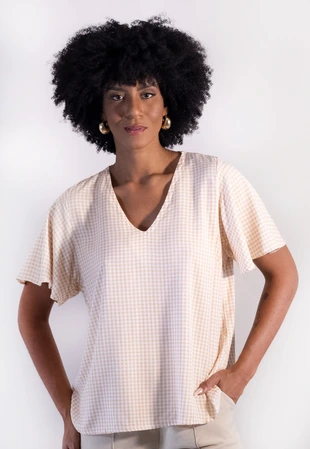 Blusa Dwz Manga Ampla Xadrez