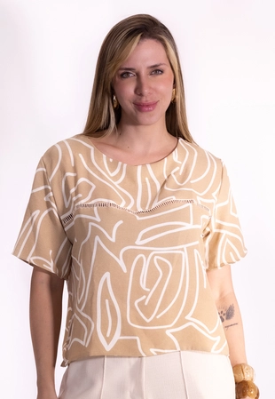 Blusa Dwz Estampada com Detalhe Vazado
