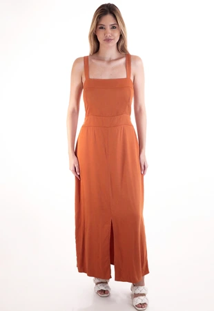 Vestido Dwz Mid Liso com Abertura Frontal