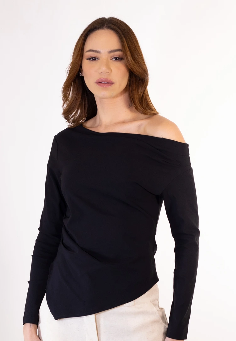 Blusa Dwz Manga Longa Asimetrica