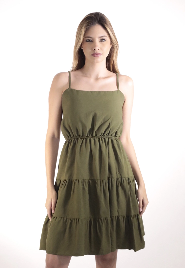 Vestido Dwz Curto com Alcas Regulaveis Liso