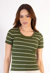 Blusa Dwz Canelada Listrada com Manga Curta