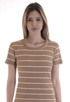 Blusa Dwz Canelada Listrada com Manga Curta