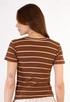 Blusa Dwz Canelada Listrada com Manga Curta