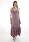 Vestido Dwz Longo Estampado Babado Amarracao