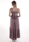 Vestido Dwz Longo Estampado Babado Amarracao