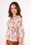 Blusa Dwz Manga Longa Estampada com Babado