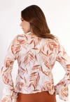 Blusa Dwz Manga Longa Estampada com Babado