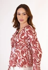 Blusa Dwz Manga Longa Estampada com Babado