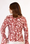 Blusa Dwz Manga Longa Estampada com Babado