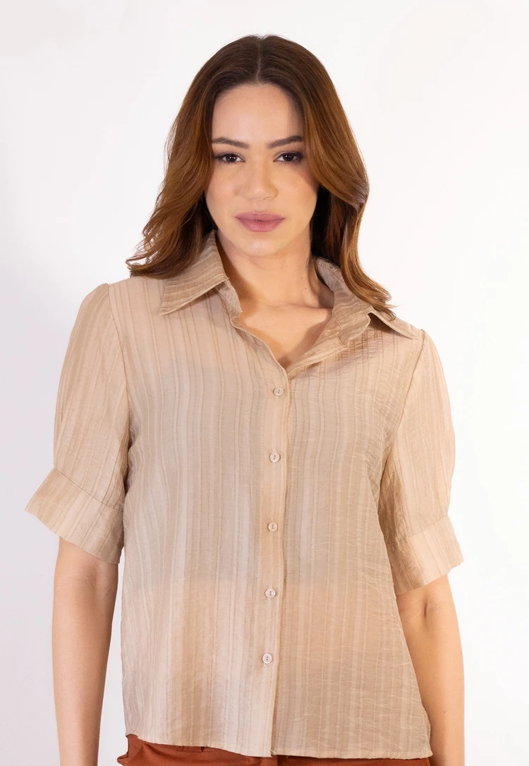 Camisa Dwz Manga Curta com Pregas