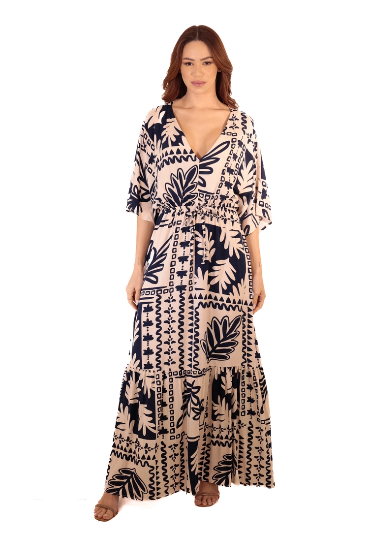 Vestido Dwz Manga Ampla Longa