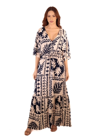 Vestido Dwz Manga Ampla Longa
