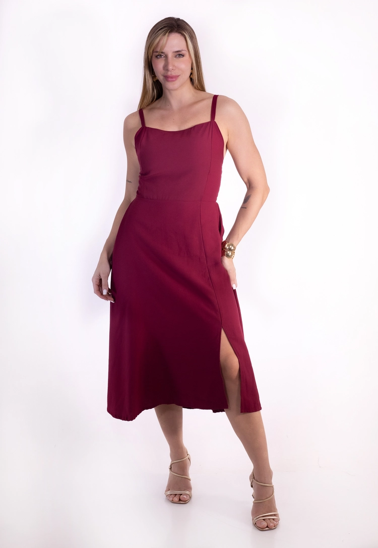 Vestido Dwz Mid Liso com Lastex