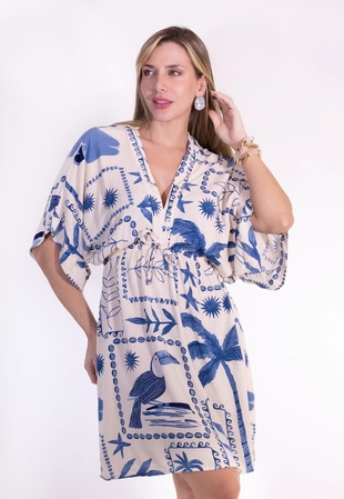 Vestido Dwz Estampado Manga Morcego