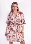 Vestido Dwz Estampado Manga Morcego