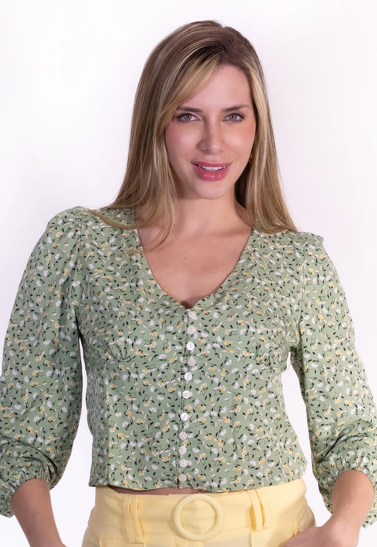 Blusa Dwz Floral com Manga Longa