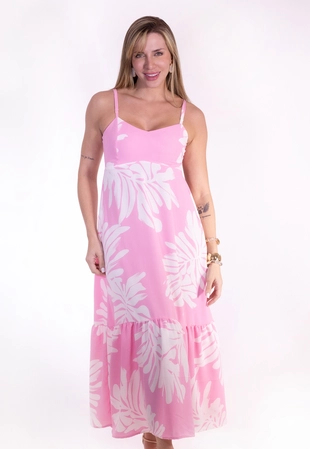 Vestido Dwz Longo Estampado Amarracao