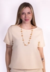 Blusa Dwz Manga Curta de LInho
