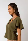Blusa Dwz Manga Curta Peplum