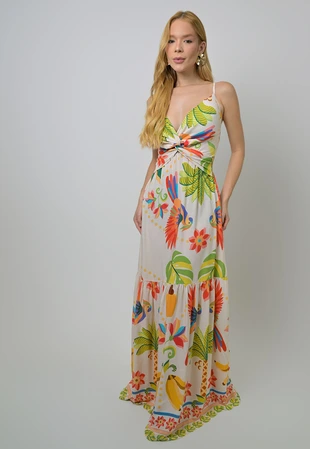 Vestido Dwz Longo Cruzado Estampado