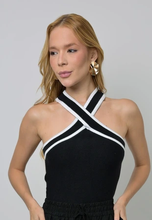 Cropped Dwz Tricot Cruzado Bicolor