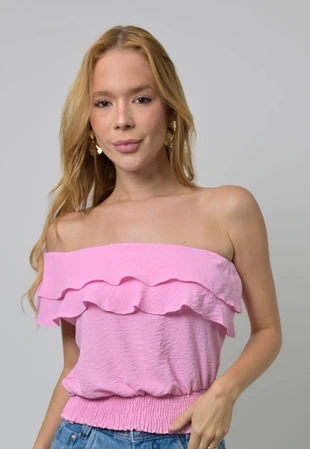 Blusa Dwz Um ombro Babado com Lastex