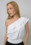Blusa Dwz Um ombro Babado com Lastex