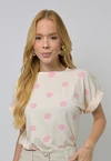Blusa Dwz Manga Dobrada de Malha Poa
