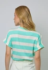 Blusa Dwz Manga Curta Dobrada Listrada