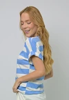 Blusa Dwz Manga Curta Dobrada Listrada