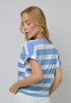 Blusa Dwz Manga Curta Dobrada Listrada