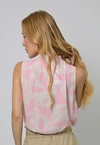 Regata Dwz com Pregas na Gola Estampada em Crepe