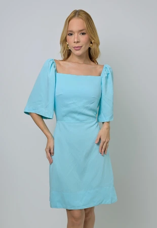Vestido Dwz Liso com Manga e Amarracao