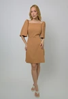Vestido Dwz Liso com Manga e Amarracao