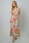Vestido Dwz Estampado Mid com Alca e Lastex