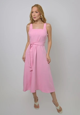 Vestido Dwz Mid Liso com Faixa