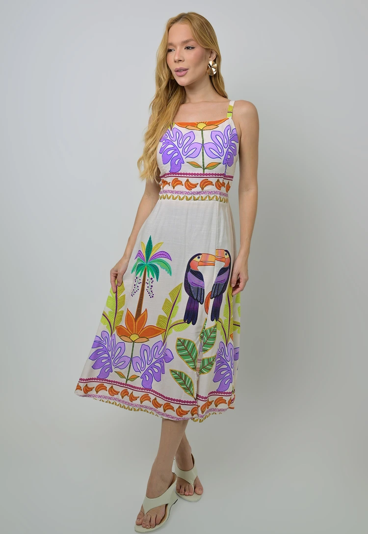 Vestido Dwz Mid com Botoes Frontais
