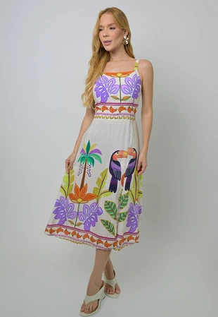 Vestido Dwz Mid com Botoes Frontais