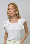 Blusa Dwz Canelada com Babado na Manga