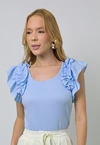 Blusa Dwz Canelada com Babado na Manga