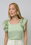 Blusa Dwz Canelada com Babado na Manga