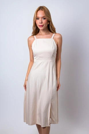 Vestido Dwz Mid Liso com Lastex nas Costas