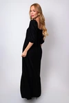 Vestido Dwz Longo com Manga e Franzido no Busto Liso'