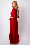 Vestido Dwz Longo com Manga e Franzido no Busto Liso'