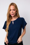 Blusa Dwz Manga Curta com Abertura Frontal