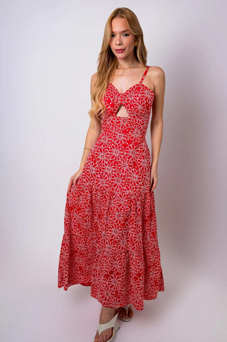 Vestido Dwz Laise Bordada com Amarracao