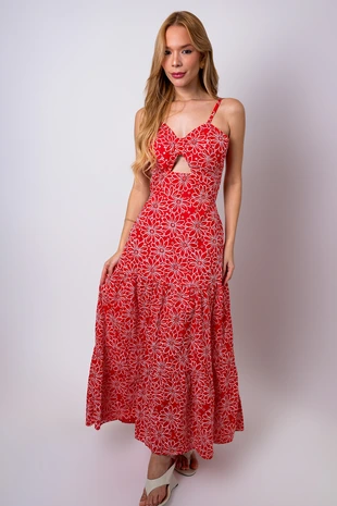 Vestido Dwz Laise Bordada com Amarracao