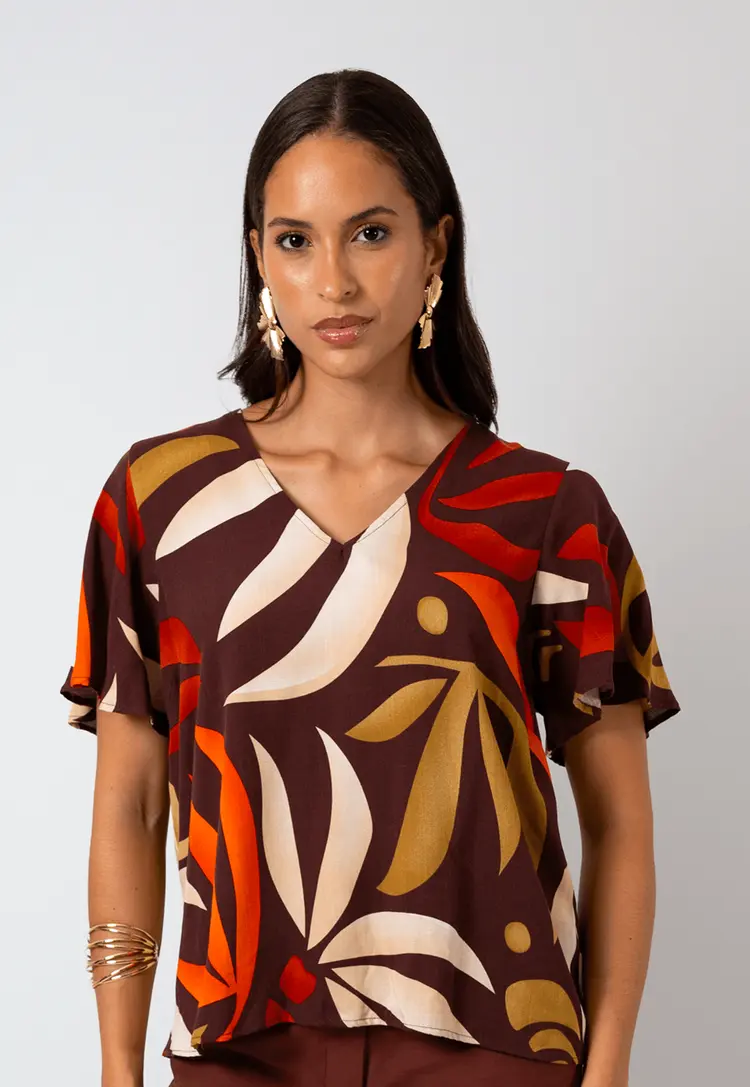 Blusa Dwz Decote V Estampado