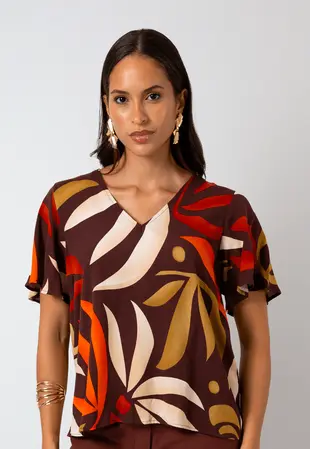 Blusa Dwz Decote V Estampado